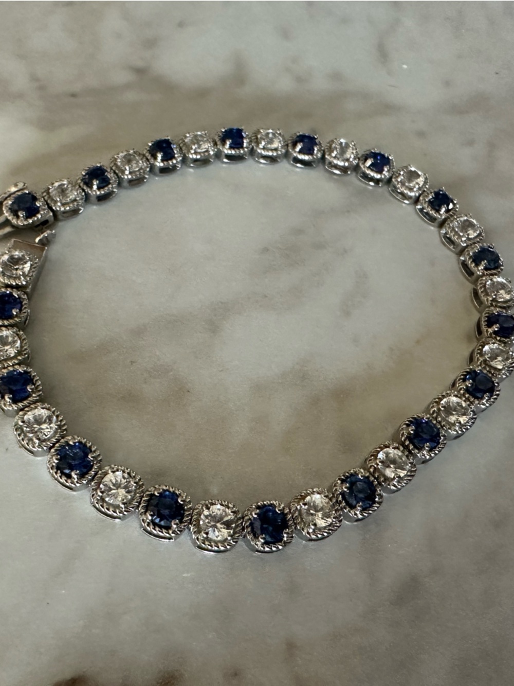 Sterling Silver Sapphire Tennis Bracelet - Picture 2 of 5